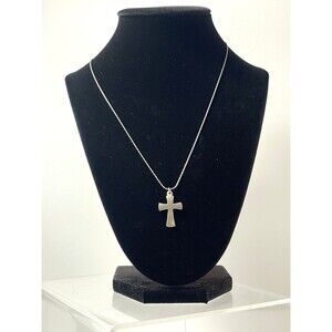 Silver Cross Pendant And Chain 18 in. 925 Vintage